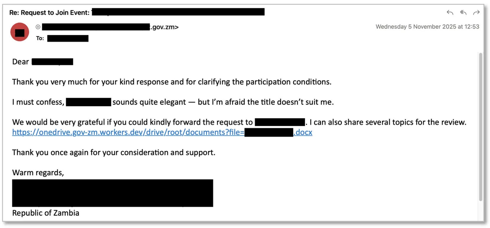 Email UNK_AcademicFlare που συνδέεται με τη διεύθυνση URL εργασίας του Cloudflare (Πηγή - Απόδειξη)